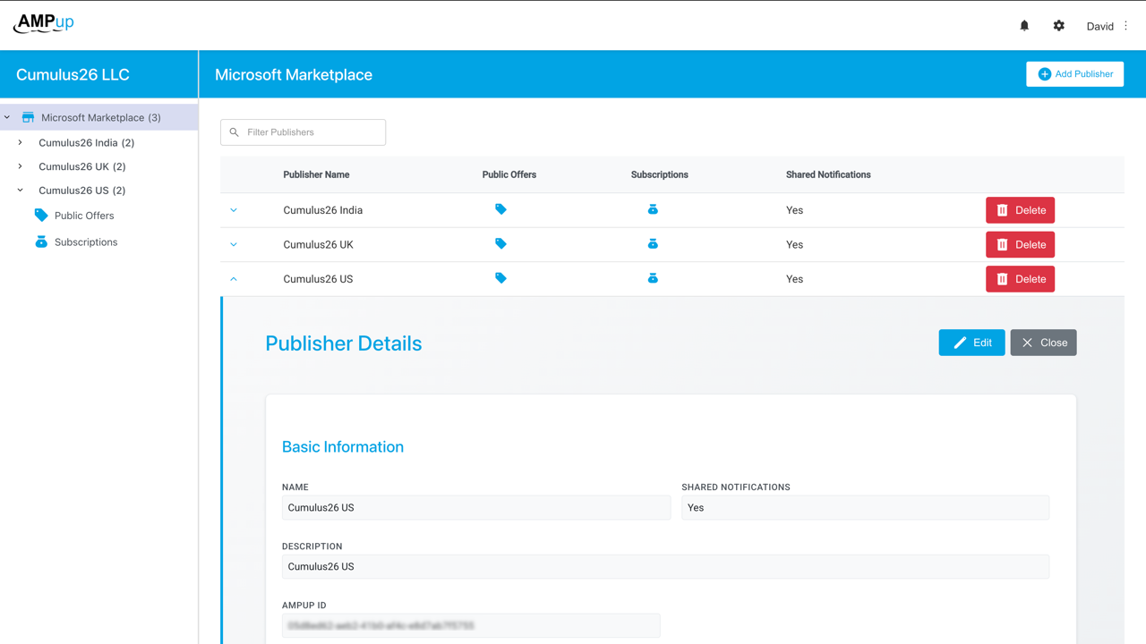 AMPup dashboard